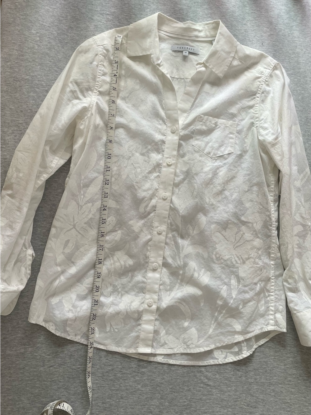 Foxcroft White Floral Jacquard Button-Down Shirt - Picture 2 of 5